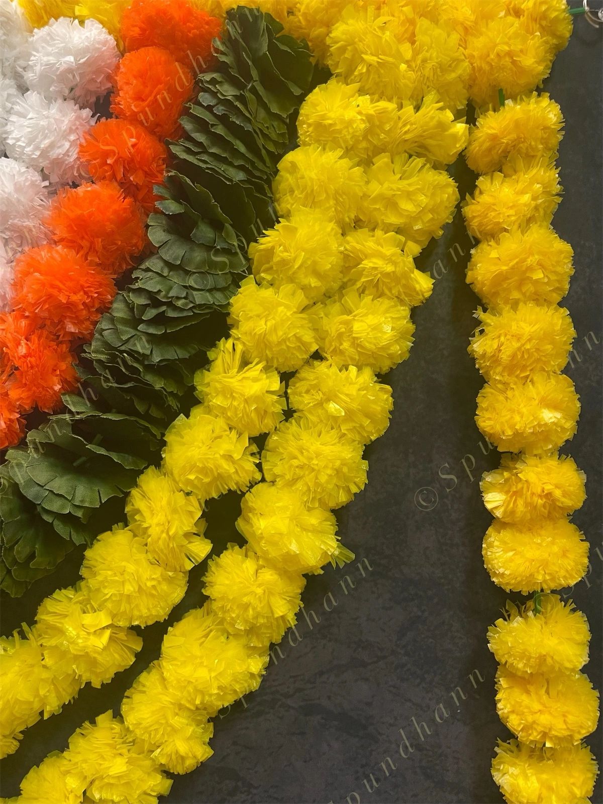 Lemon and Orange Marigold with Green Leaves Toran