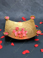 Square Metal Platter with 4 Tea Light Holders on Edges