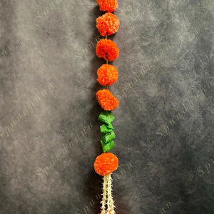 Orange Marigold & Leaf With Rajnigandha Tassel Dangler