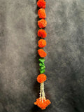 Orange Marigold & Leaf With Rajnigandha Tassel Dangler