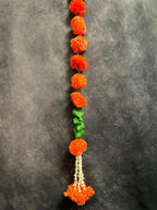 Orange Marigold & Leaf With Rajnigandha Tassel Dangler