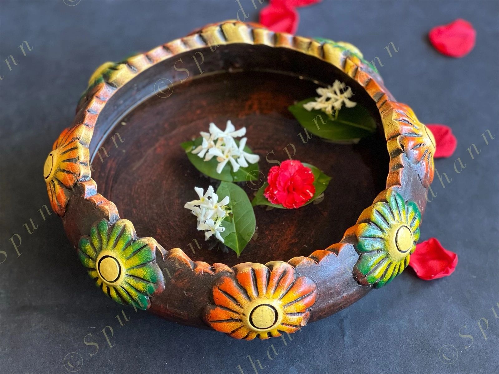 Terracotta Floral Urli Bowl (ONLY IN PERSON PICK UP)