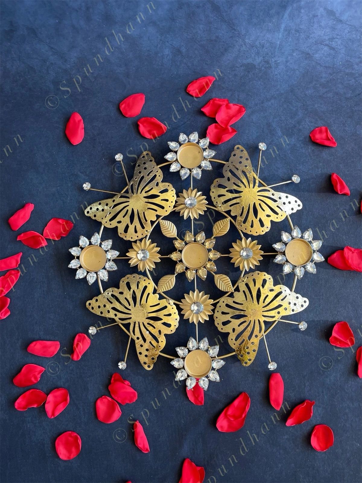Decorative Studded Butterfly Rangoli Tea Light Holder