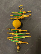 Metallic Nimbu Mirchi Hanging Decor With Gold Border