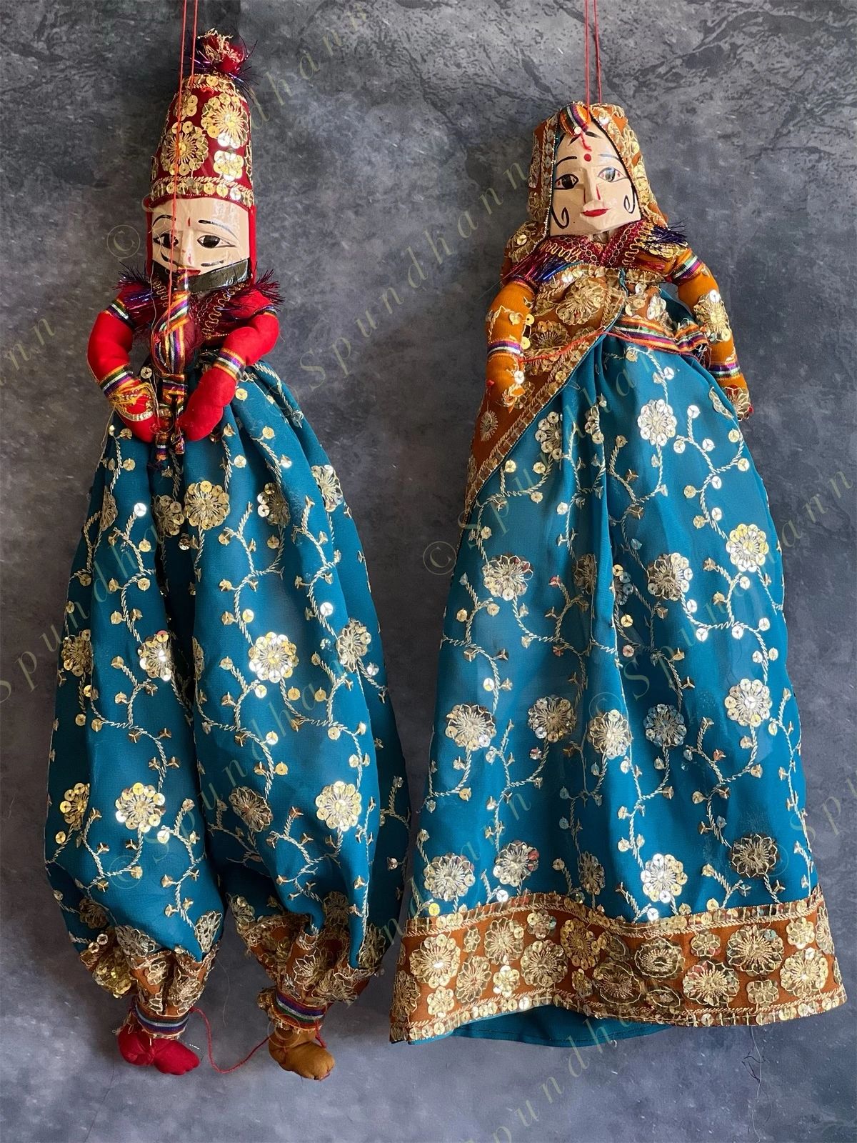 Ethnic Indian Rajasthani Kathputli Set of 2 (Puppet Dolls)