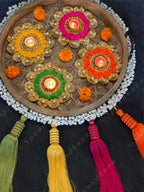 Large Pom Pom & Gota Border Tea Light