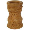 Hand-Carved Jali Pen Stand – Elephant & Fish Motif In Soapstone Finish
