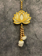 Pearls & Lotus Wall Dangler with pom pom and beads