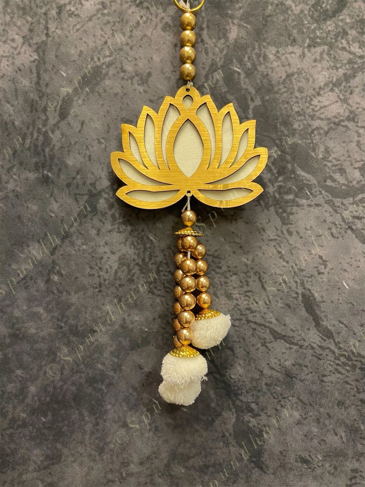 Pearls & Lotus Wall Dangler with pom pom and beads