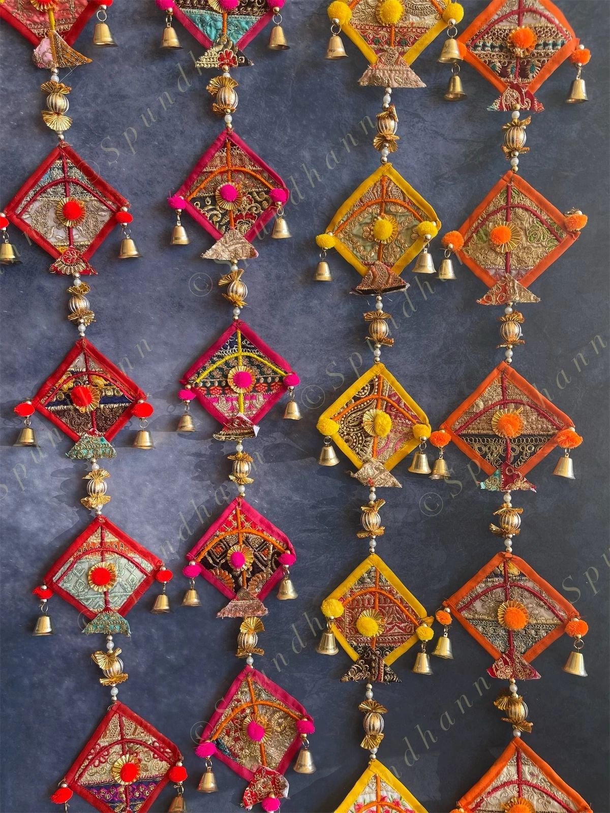 Small Kites with Bells Wall Hanging Decor Set of 2