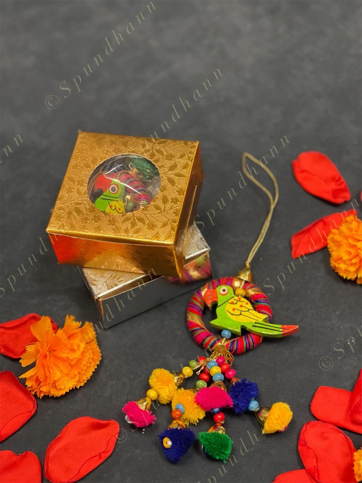 Square Paper Box with Parrot Car Dangler