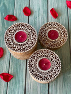 Round Wooden Block Tea Light Holder