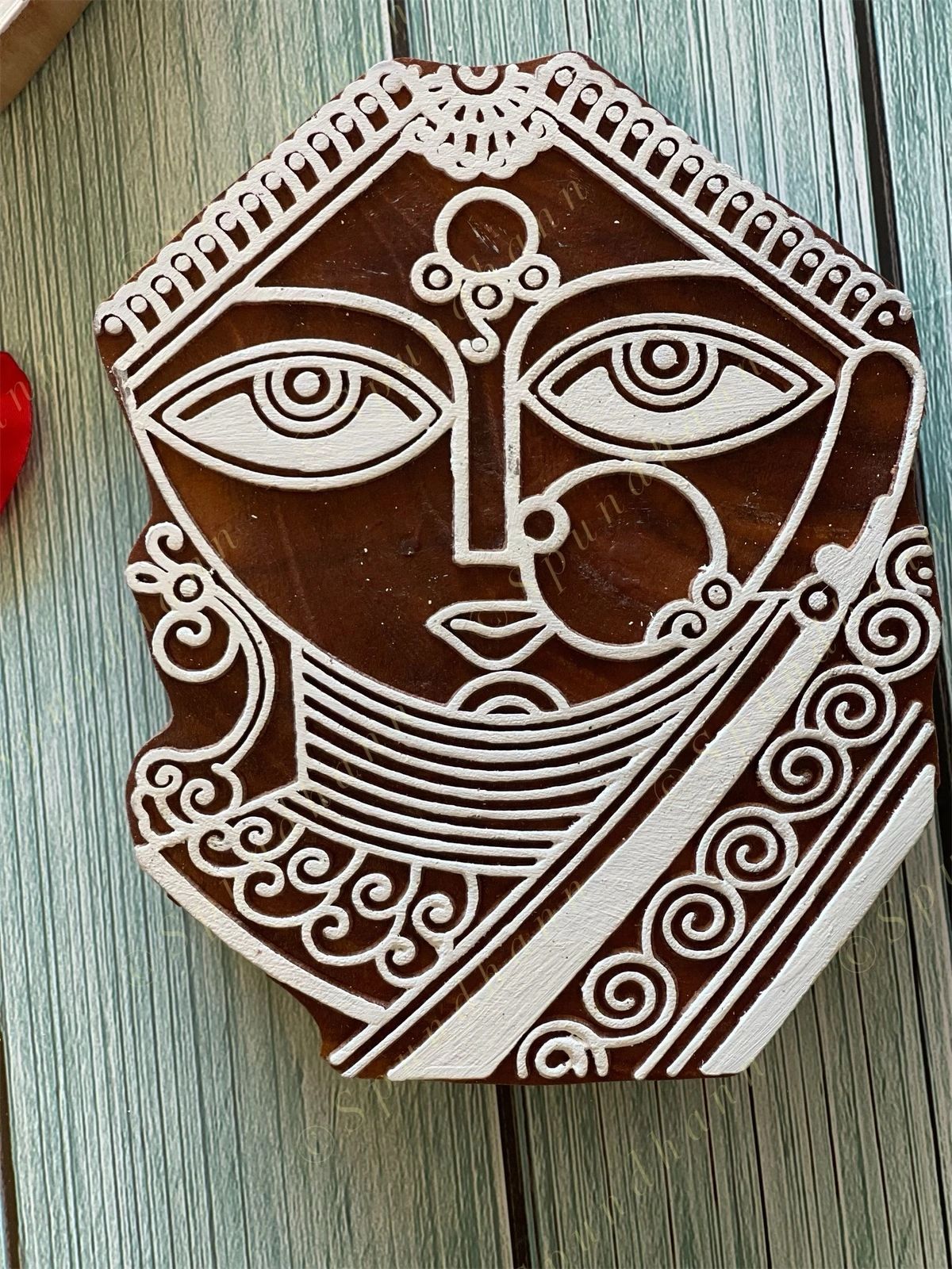 Tribal Lady Wooden Block Wall Hanging Decor