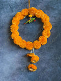 Orange Marigold Wreath with Wooden Parrot