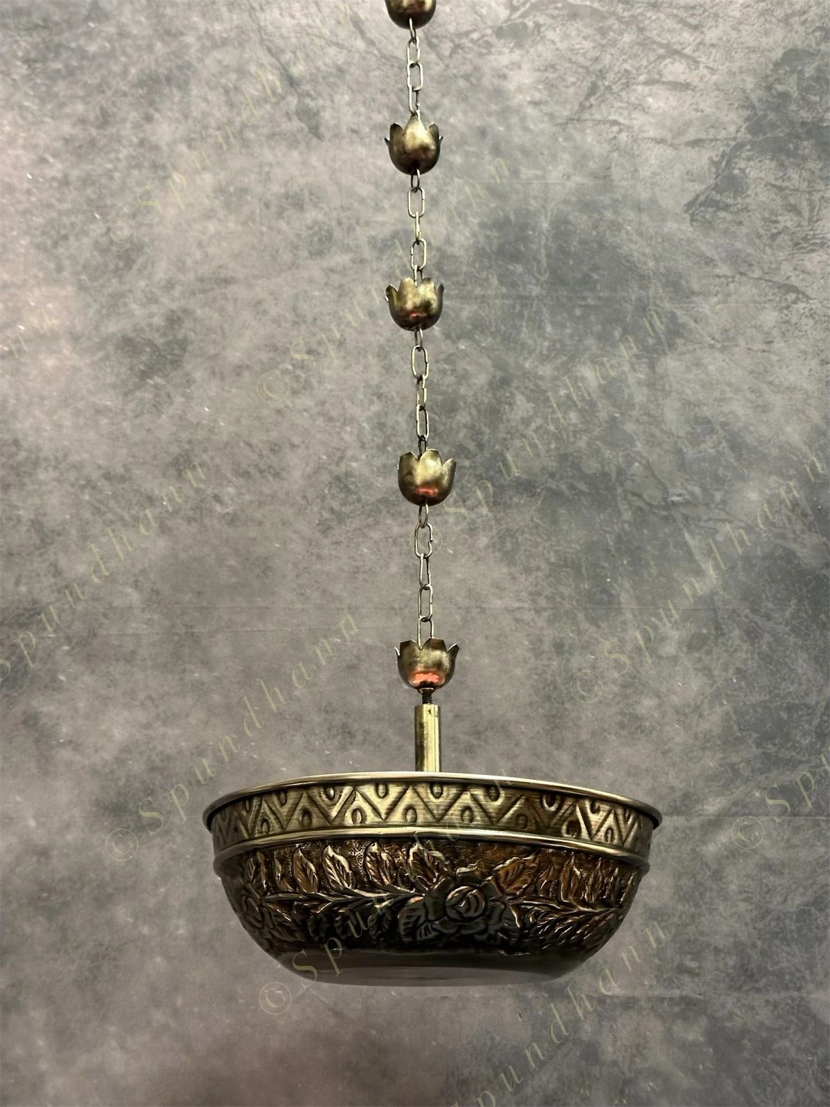 Hanging Embossed Urli in Silver Color Finish