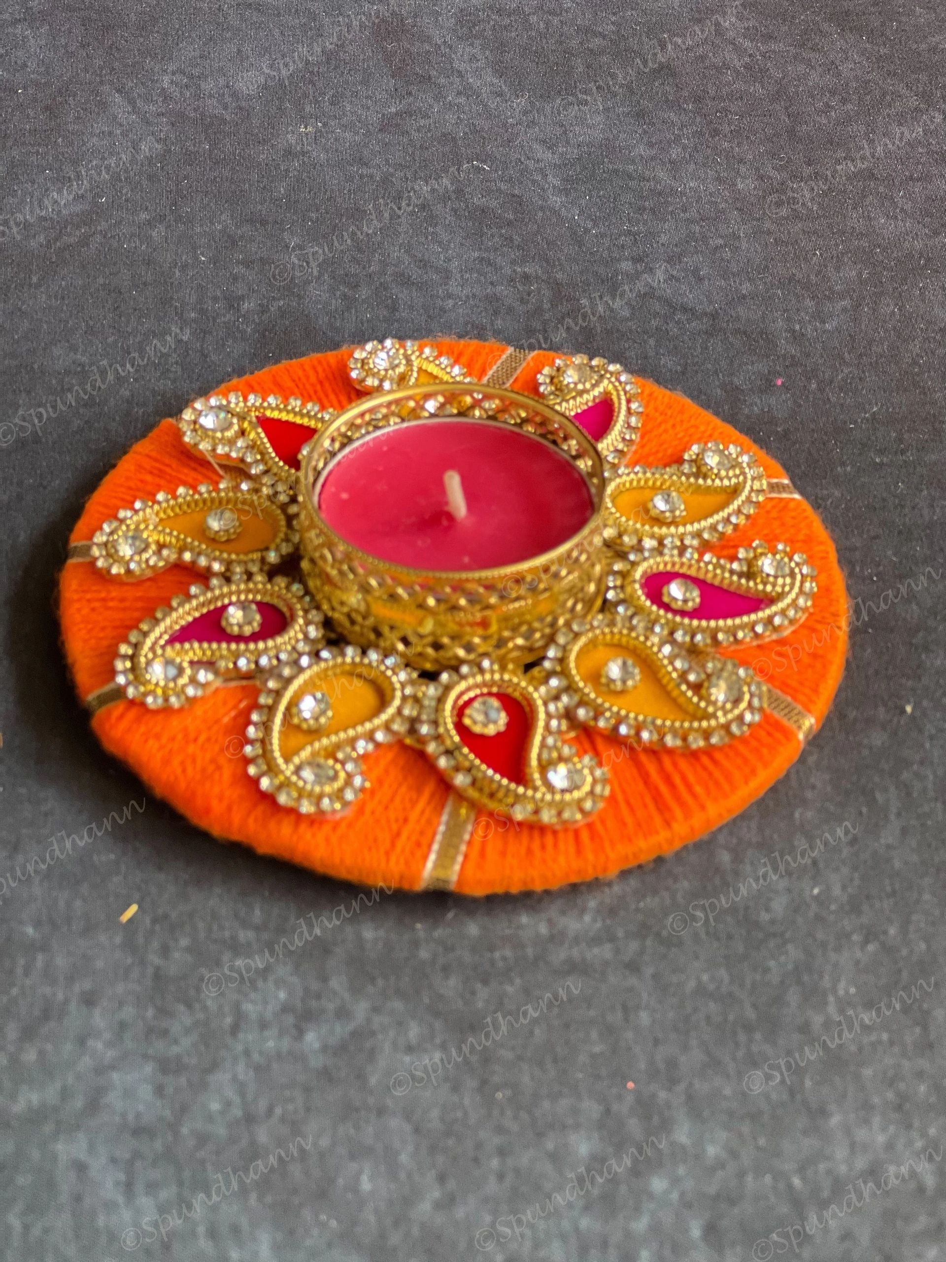 Paisley Wooden Tea Light Holder