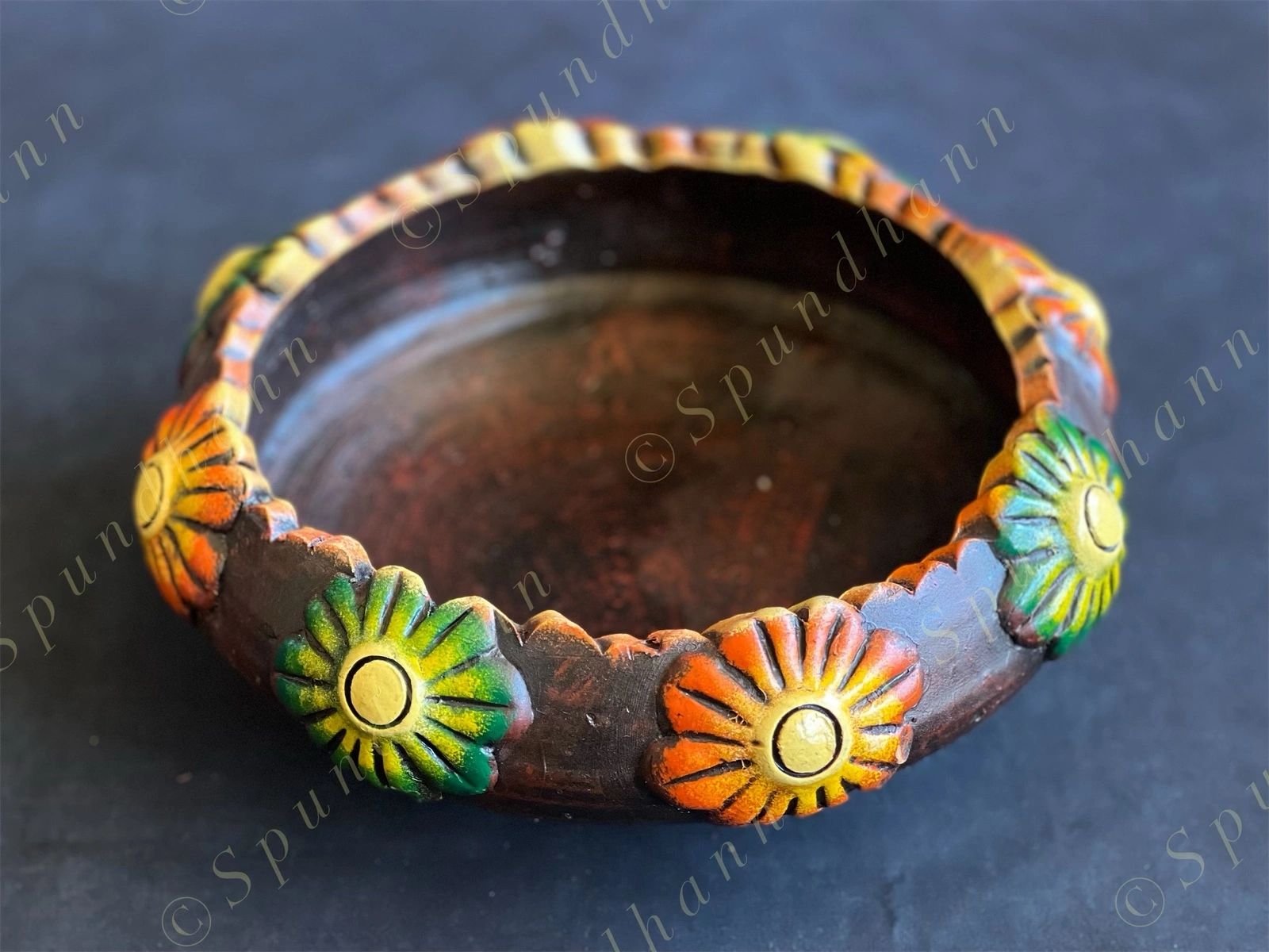 Terracotta Floral Urli Bowl (ONLY IN PERSON PICK UP)