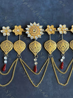 Foldable Metal & Gemstone Flower Toran