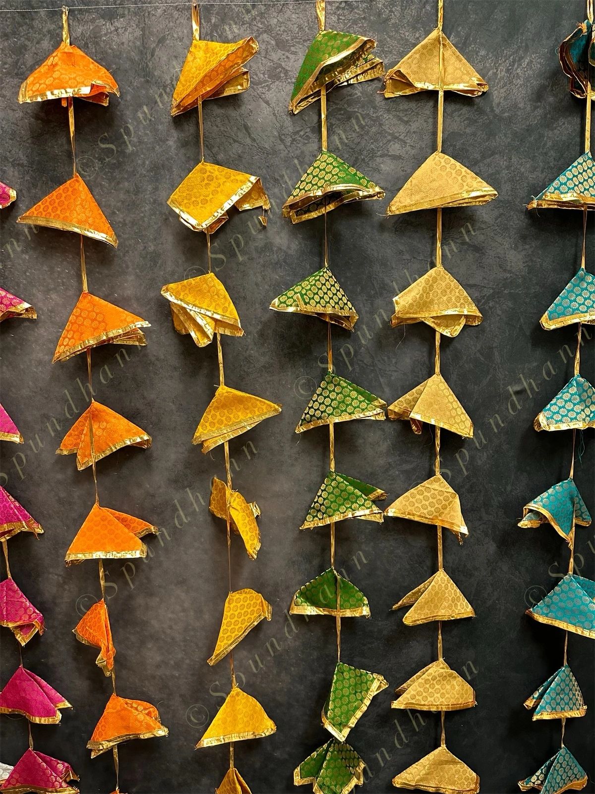 Designer Brocade Silk & Triangle Gota Dangler - Pack of 4 Strings