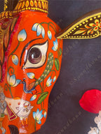 Rustic Nandi Cow Mask Wall Hanging Decor