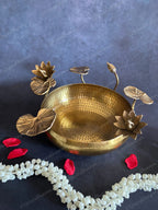 Stunning Heavy Brass Urli with Lotus Pond Scene