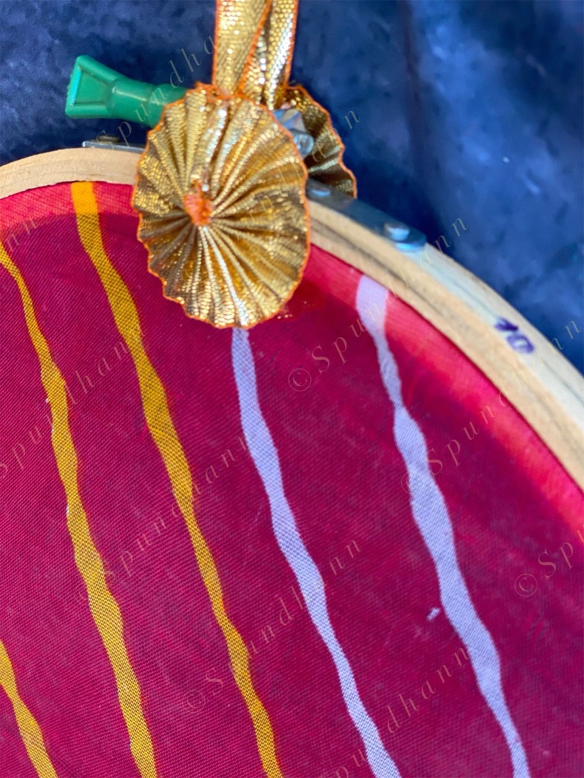 Round Leheriya & Gota with Colored Tassels Wall Hanging