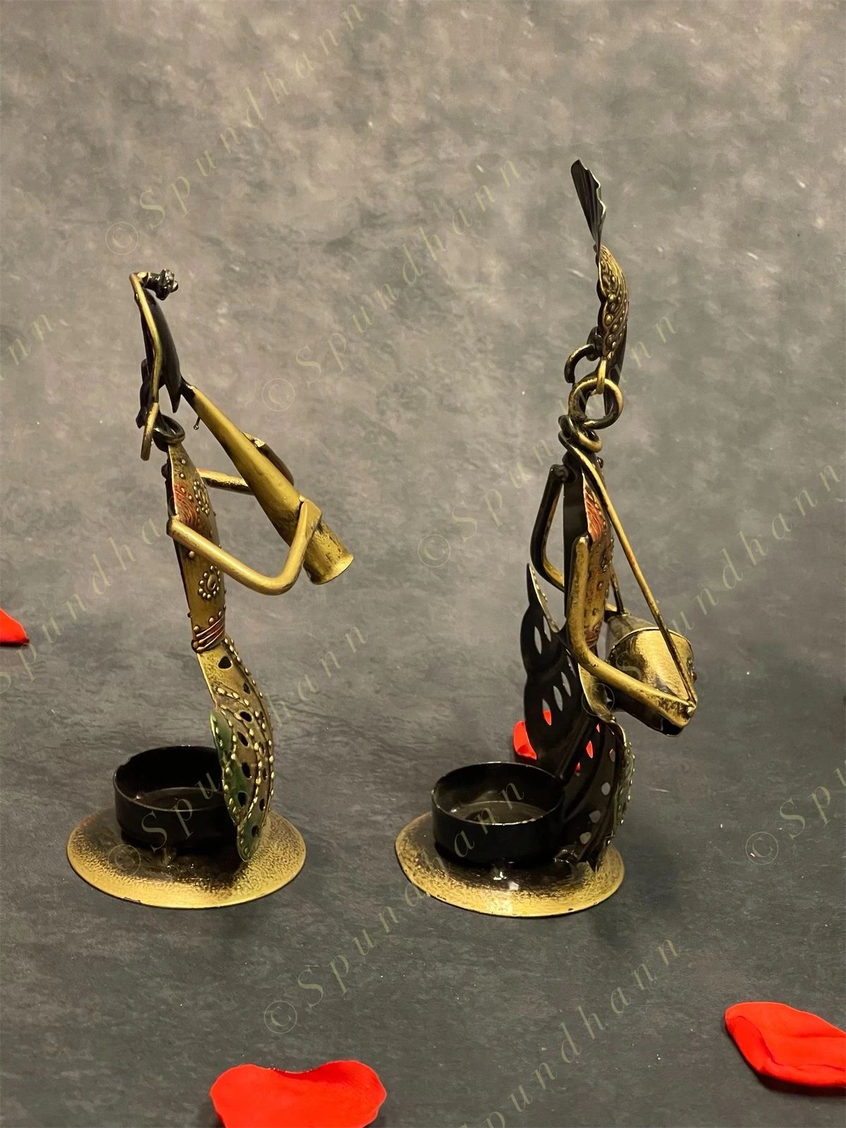 Musical Figurine Tea Light Holder Set of 2