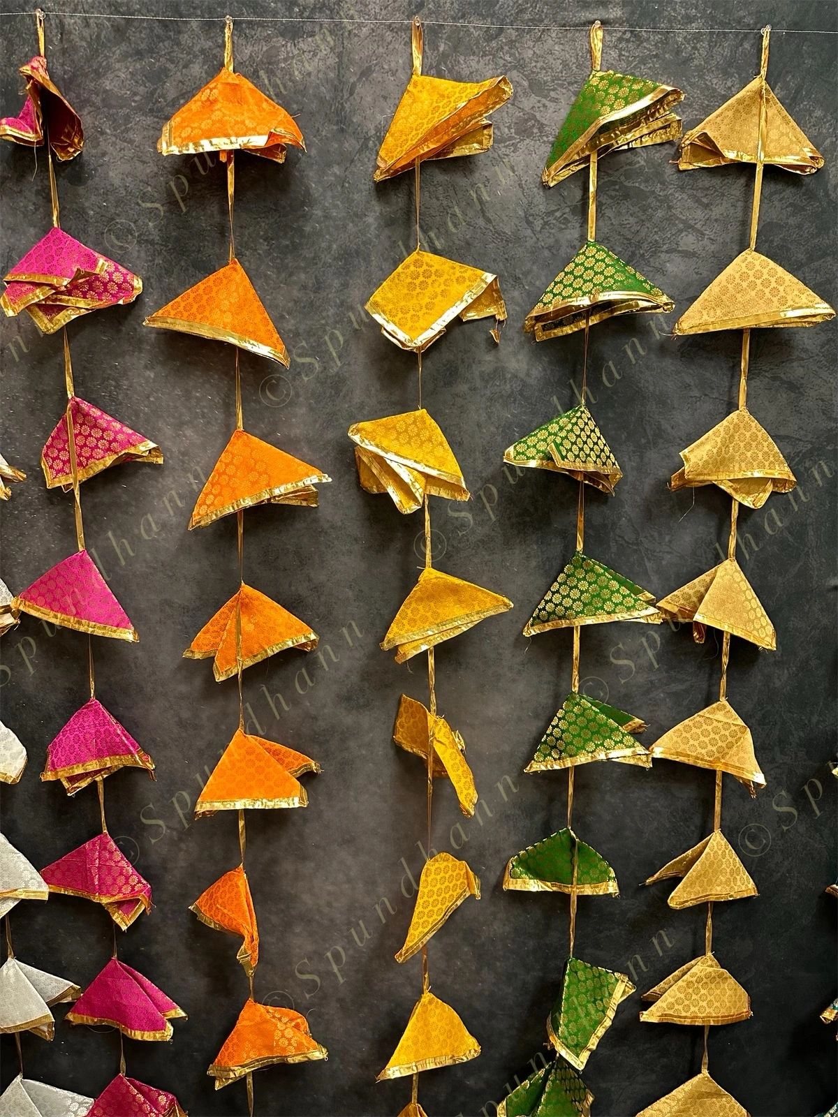 Designer Brocade Silk & Triangle Gota Dangler - Pack of 4 Strings