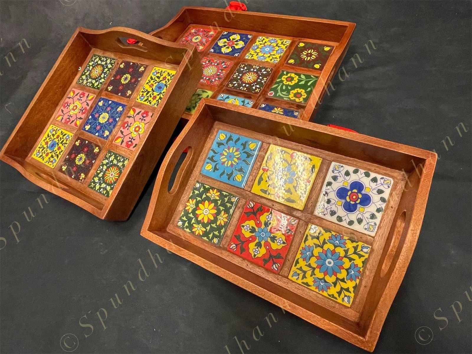 Ceramic Styled Wooden PARTY SERVING TRAY