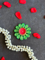 Red & Green Gemstone Studded Tea Light Holder