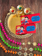 Rakhi Envelope in Red Color with Dancing Siblings
