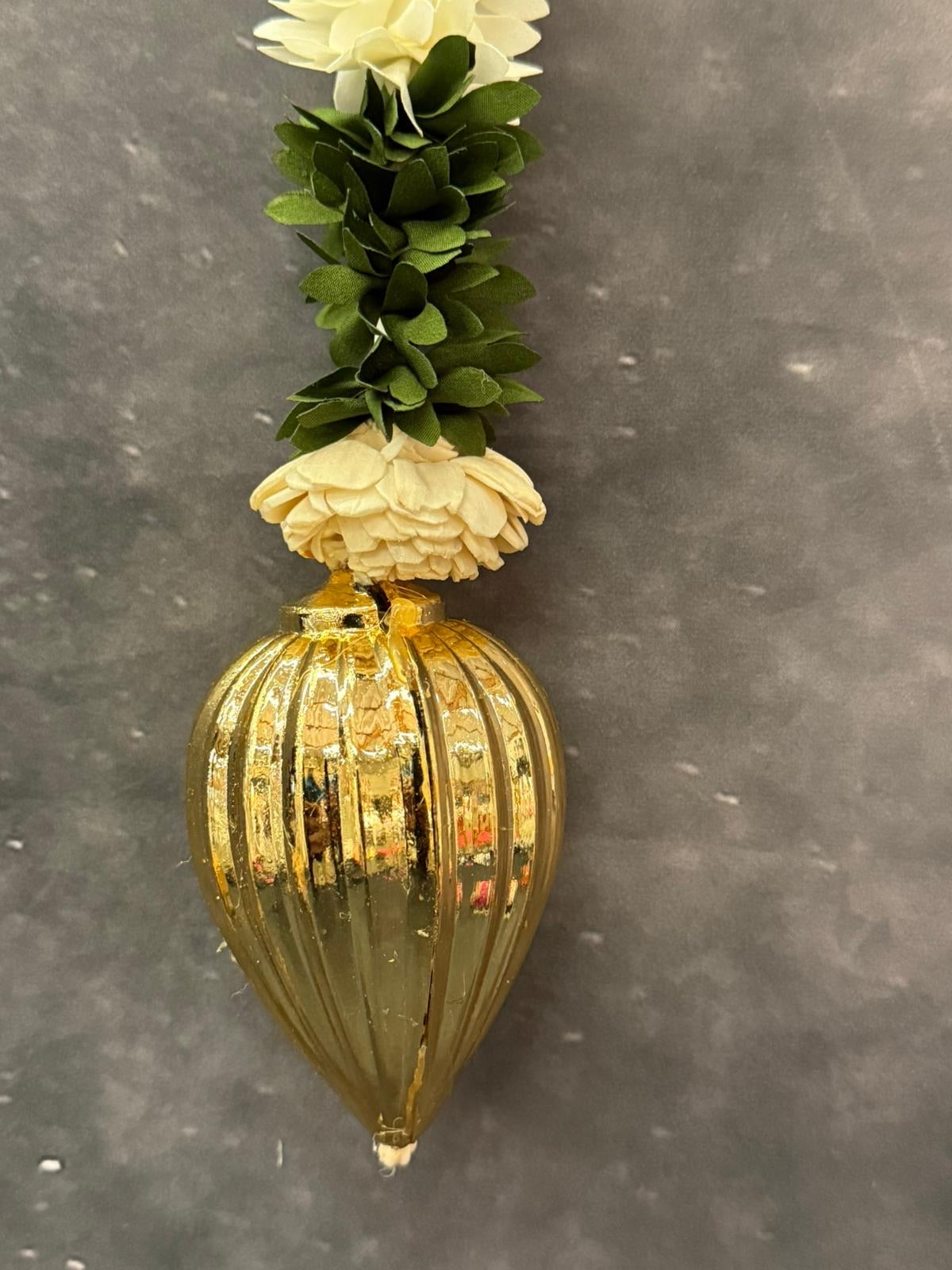 White Chameli String with Gold Drop