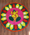 Round Ganesh Floral Rangoli Floor Mat