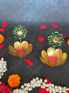 Green Studded Flower Tea Light Holder