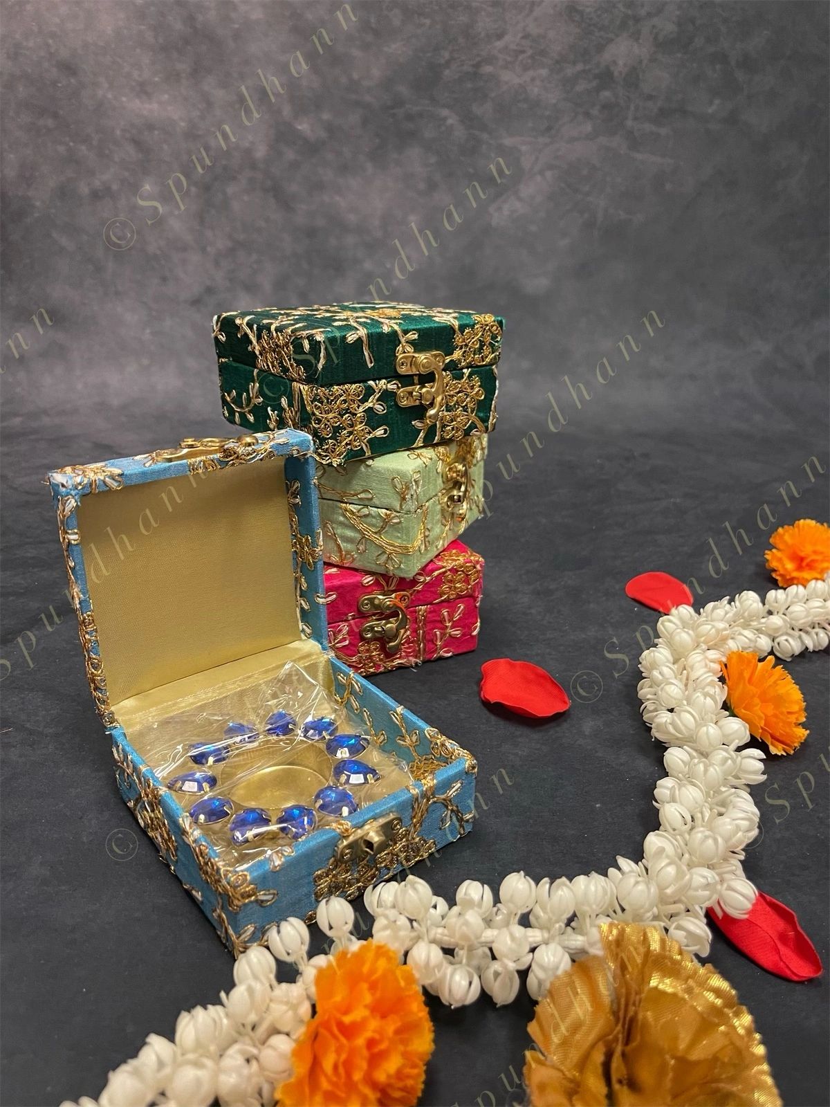 Square Floral Embroidered Gift Box Only