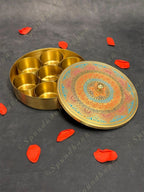 Pure Brass Minakari (Spice) Masala box with 7 Containers