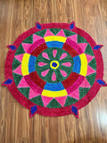 Multicolored Round Rangoli Floor Mat 5ft