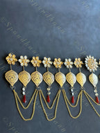 Foldable Metal & Gemstone Flower Toran