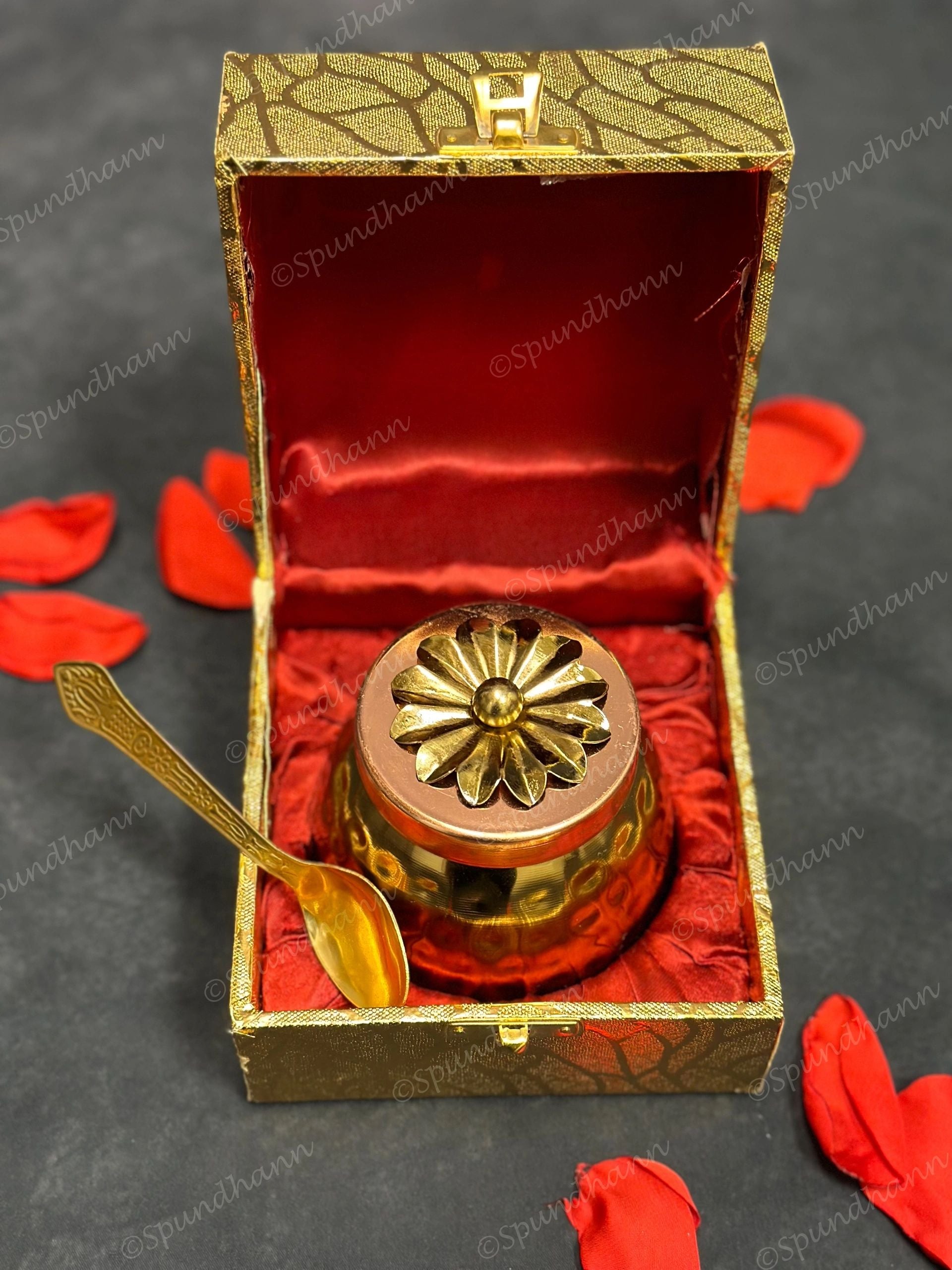 Hammered Small Canister with Decorative Box & Spoon