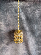 Gold & White Beads Jhumki Dangler