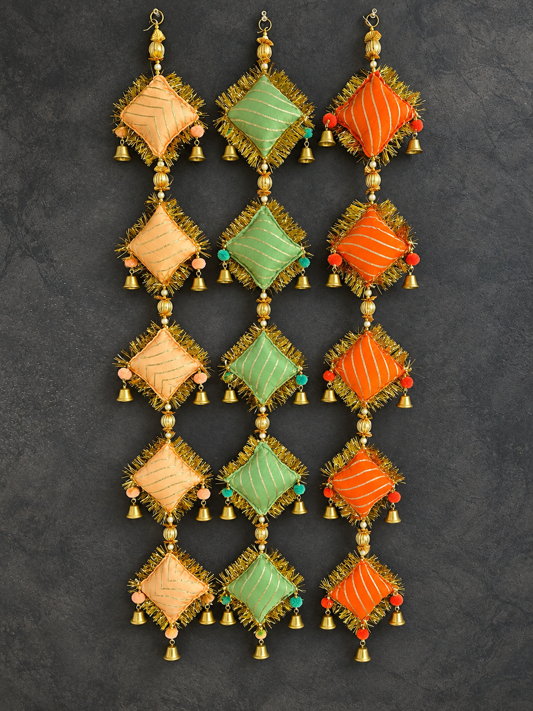 String of Pillow Kites with Bell & Gota Kinari (Set of 2)