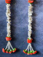 Chameli & Orange Marigold Dangler Set of 2 with Tassels