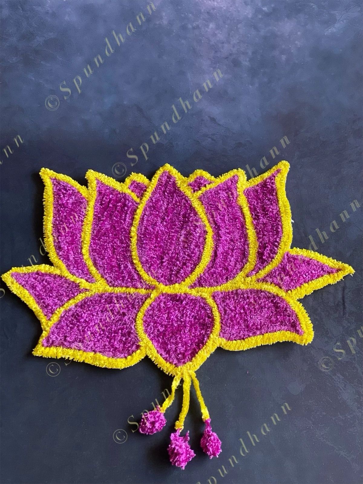 Purple Lotus Shaped Rangoli Floor Mat