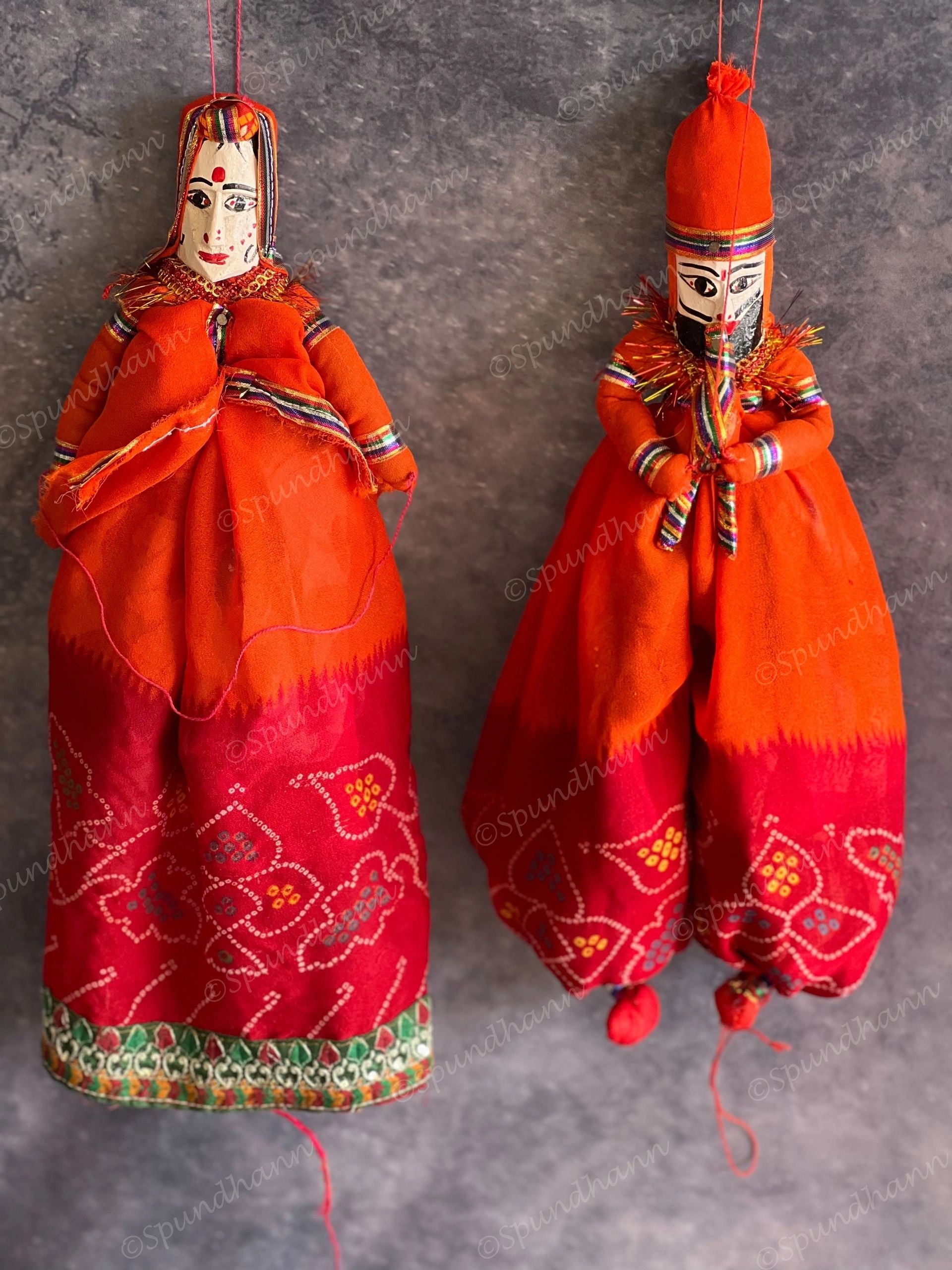 Ethnic Indian Rajasthani Kathputli Set of 2 (Puppet Dolls) #2
