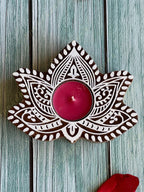 Lotus Shaped Wooden Block Tea Light Holder