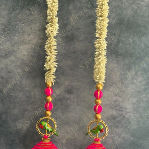Chameli Strings with Wooden Parrot Danglers Set of 2
