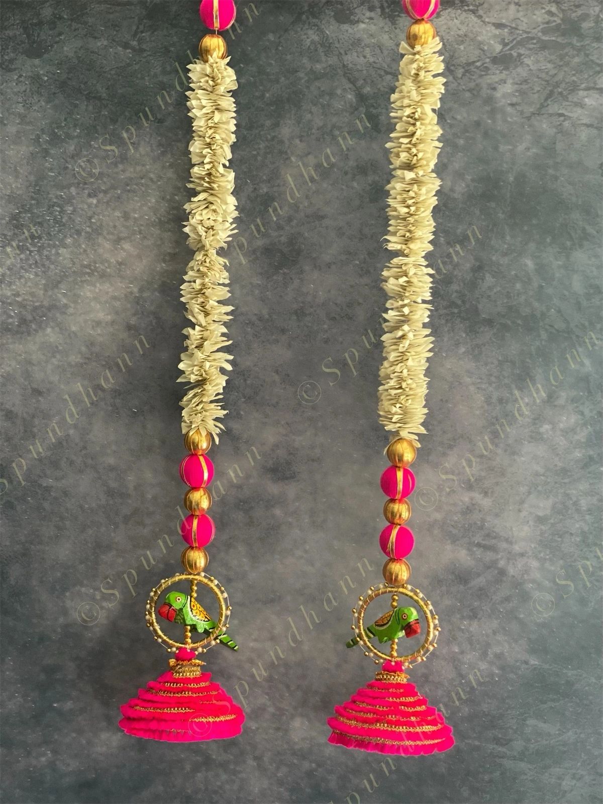 Chameli Strings with Wooden Parrot Danglers Set of 2
