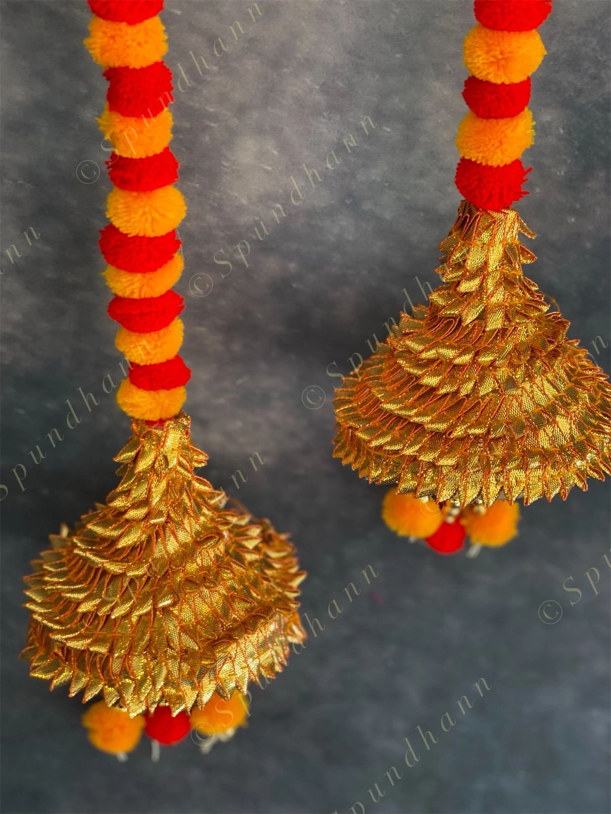 Pom Pom & Chameli Gold Cone Dangler Set of 2