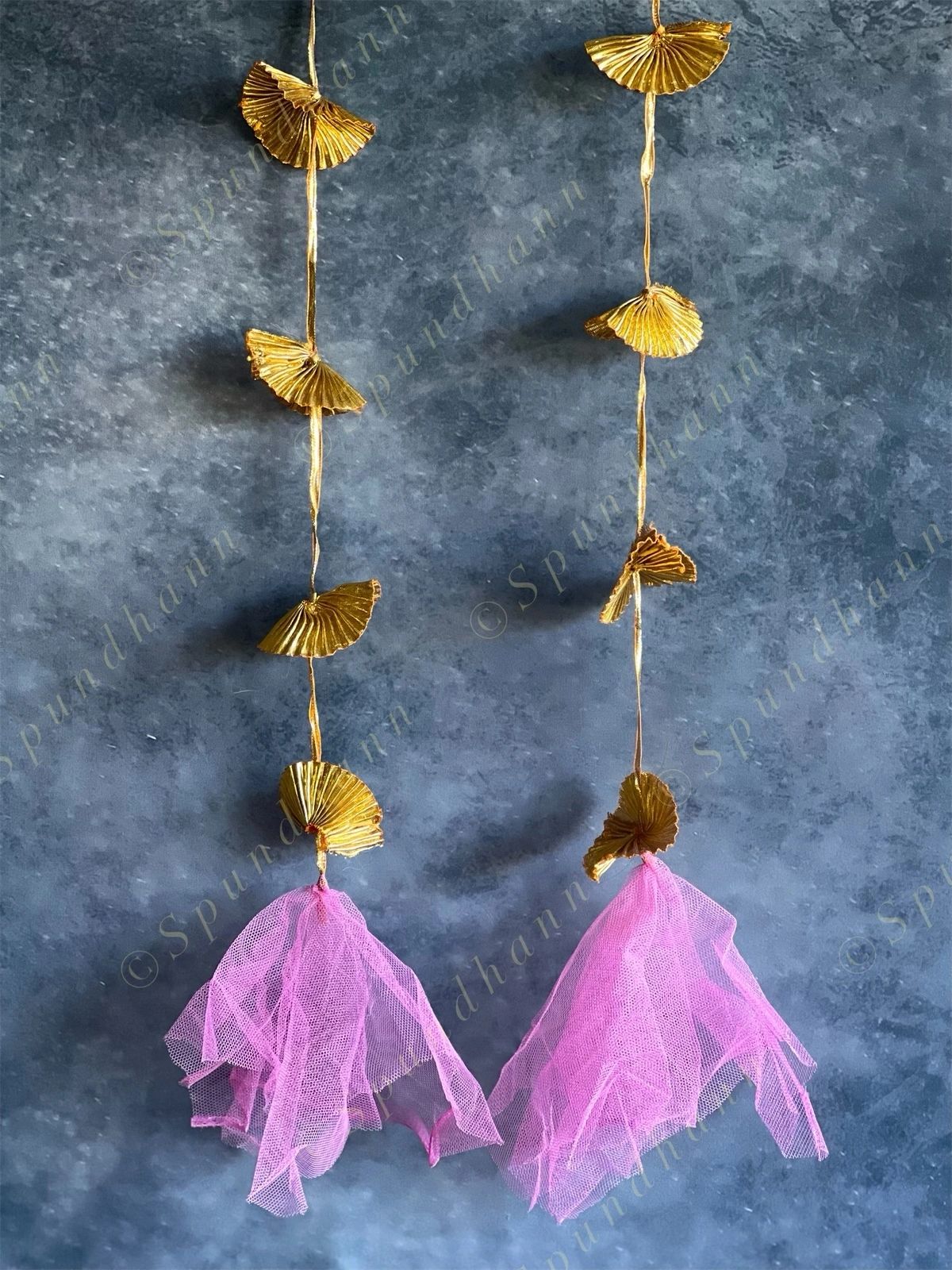 Gold Gota Strings Pink Net Dangler - Pack of 4 Strings