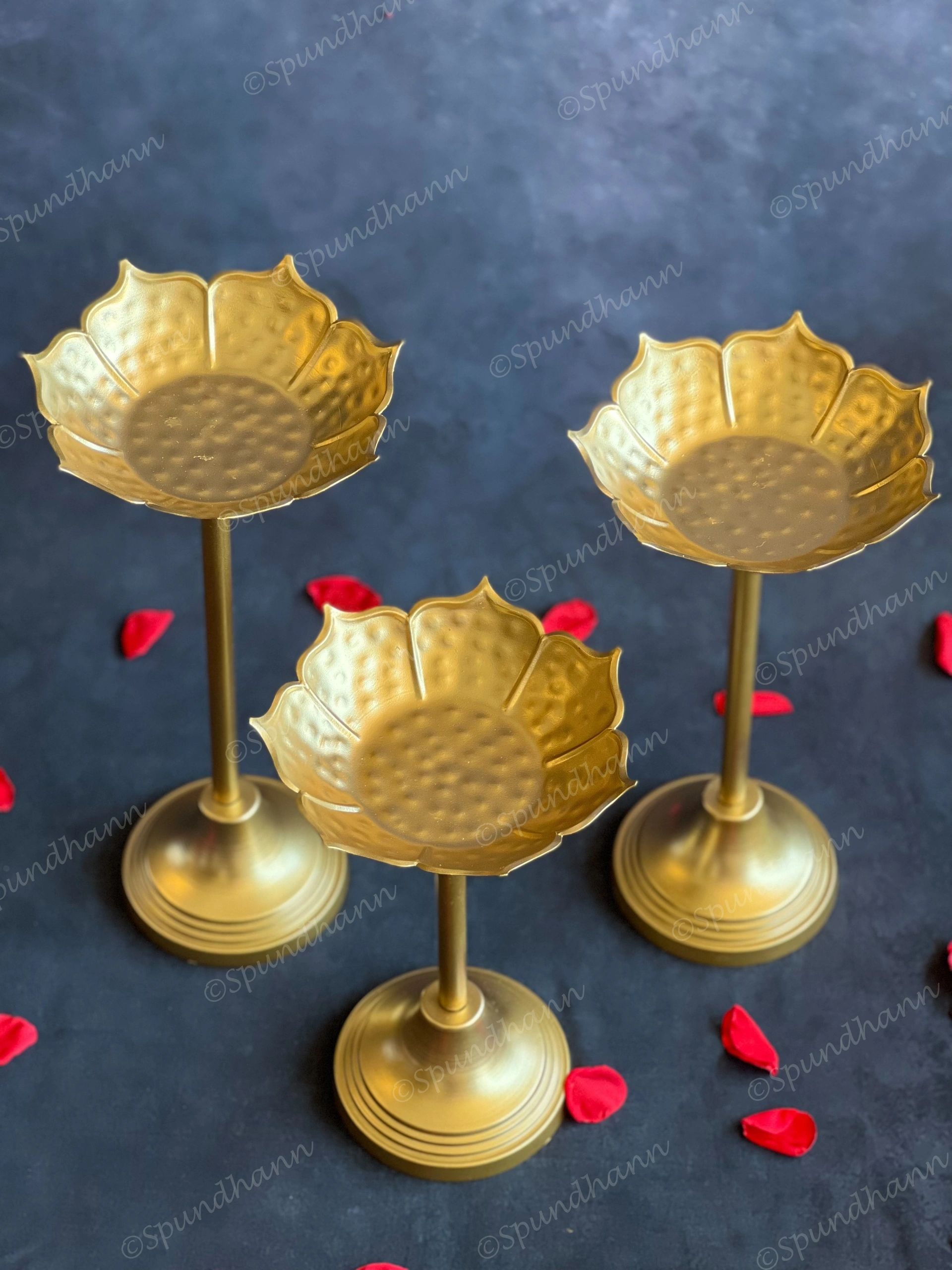 Hammered Mini Standing Thaal Urlis Set of 3
